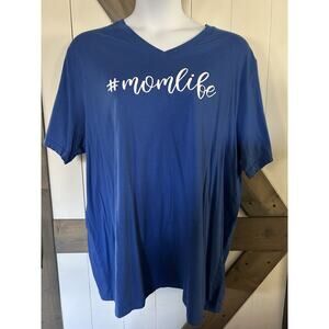 #momlife T-Shirt Blue White Mom Life 3XL